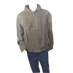 Mens Ash Creek Trading 100% Leather Size 2XL Full Zip Brown Jacket